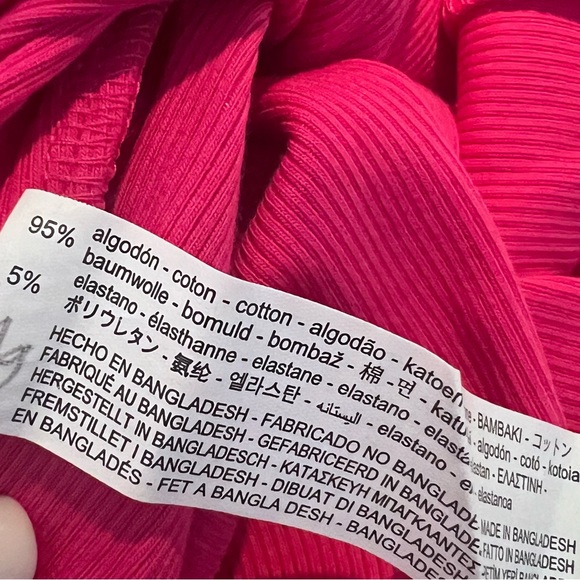 Zara Ribbed Ruffle Sleeve Pink Bodysuit size Medium - Picture 8 of 12